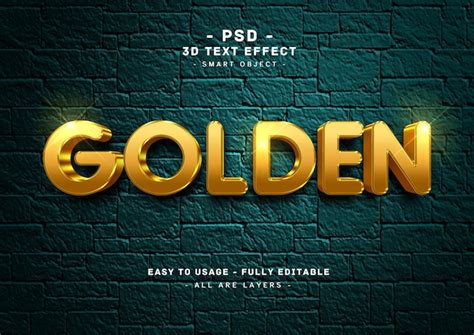 Premium Psd 3d Golden Text Style Effect