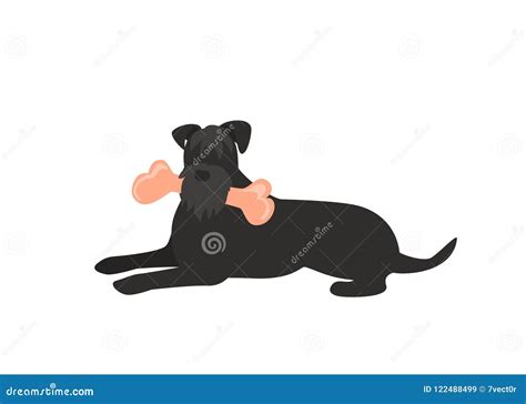 Dog Eating A Bone Cartoon Vector | CartoonDealer.com #7946313