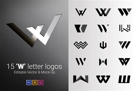 15 W Letter Logos - Vector & Mock-Up | Letter logo, Typography logo ...