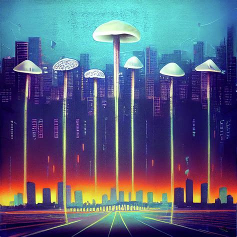 Mushroom Space City 8 Digital Art By Andrea Lawrence Fine Art America