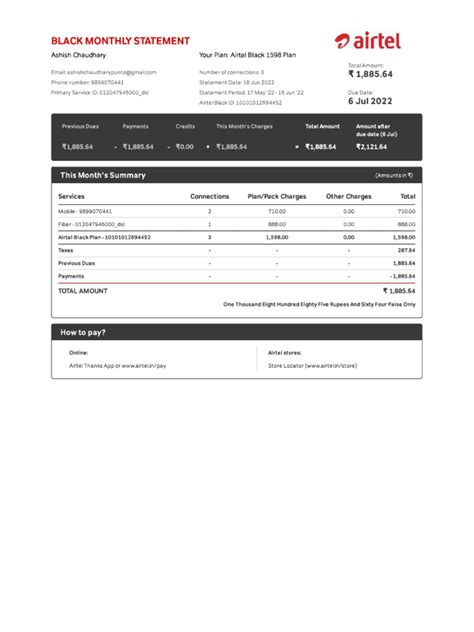 Airtel Postpaid Invoice Pdf