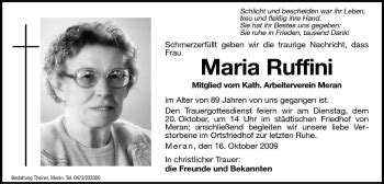 Traueranzeigen Von Maria Ruffini Trauer Bz