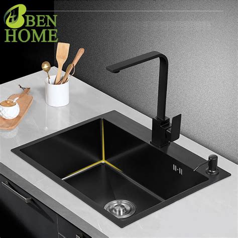 Stainless Steel Nano Black Single Bowl Kitchen Sink Black Kitchen