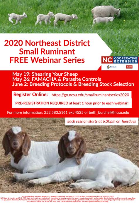 2020 Northeast District Small Ruminant Series N C Cooperative Extension