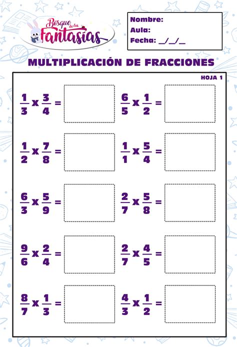 MULTIPLICACION FRACCIONES HOJA 1 - Juegos infantiles