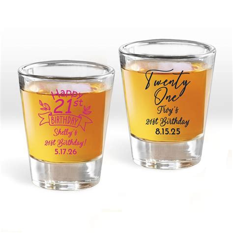 24 Pcs 21st Birthday Personalized Glass Tapered Shot Glass Favors Party Favors Mae216blnd