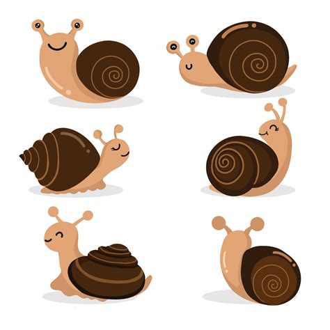 Set Of Cute Snail Cartoon Character 3098757 Vector Art At Vecteezy