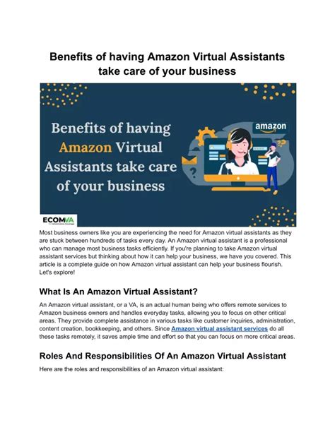 Ppt Benefits Of Having Amazon Virtual Assistants Take Care Of Your Business Powerpoint