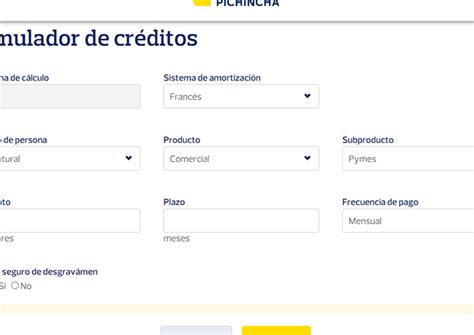 SIMULADOR BANCO PICHINCHA Calcula CUOTAS FÁCILMENTE