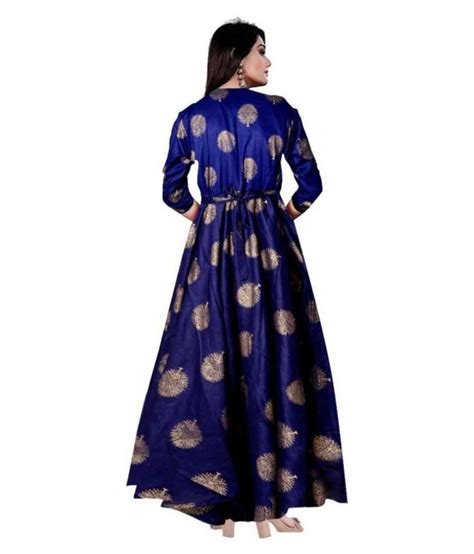 Anarkali Blue Rayon Gown Buy Anarkali Blue Rayon Gown Online At Best