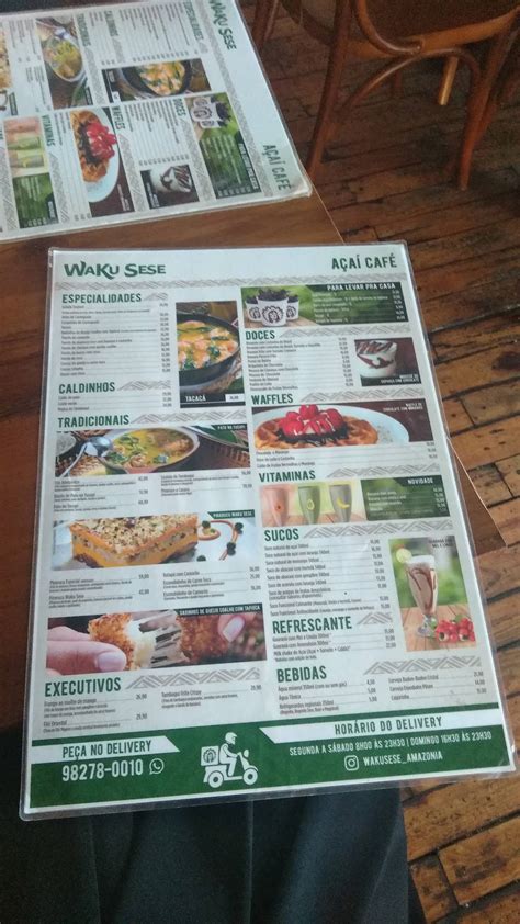 Menu At Waku Sese A A Caf Manaus Rua Rio Purus A Vieiralves