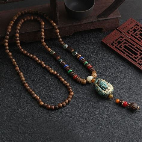 Buddhistische Gebetskette Mala Holz Halskette Buddhismus Buddha