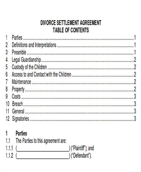 Free 10 Sample Divorce Agreement Templates In Pdf Ms Word