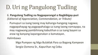 Pagsulat ng Pangulong Tudling o Editoryal