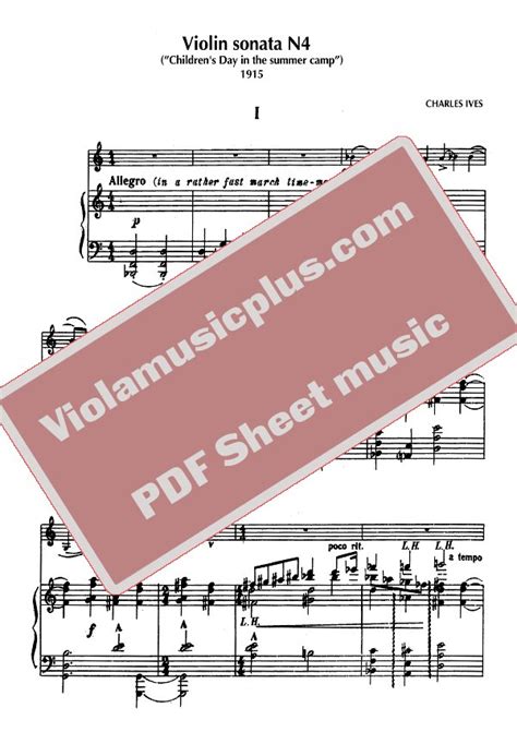 Ives Charles - Violin Sonata N4 (1915) | Violin Sheet Music