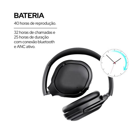 Headphone over ear Bluetooth WB Siren Pro ANC duração de até 40hrs