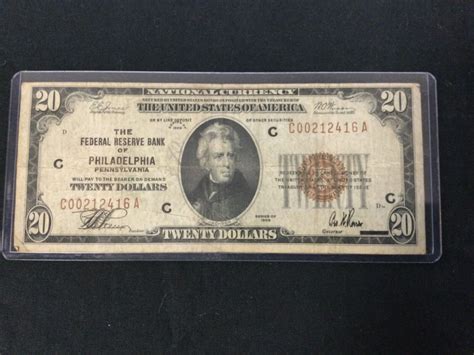 The Federal Reserve Bank Of Philadelphia 1929 Twenty Dollar Bill Ebay