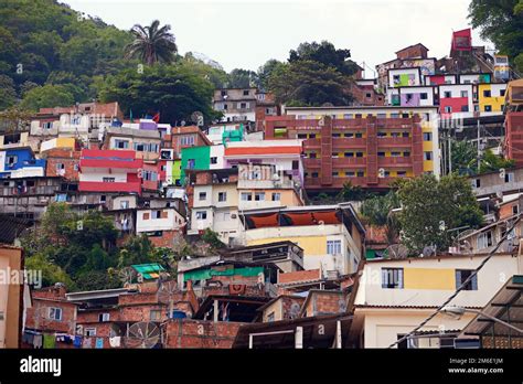 The Rocinha Favela Slums On A Mountainside In Rio De Janeiro Brazil