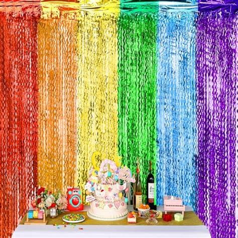 Lolstar Rainbow Foil Fringe Curtains 2 Pack Rainbow Party