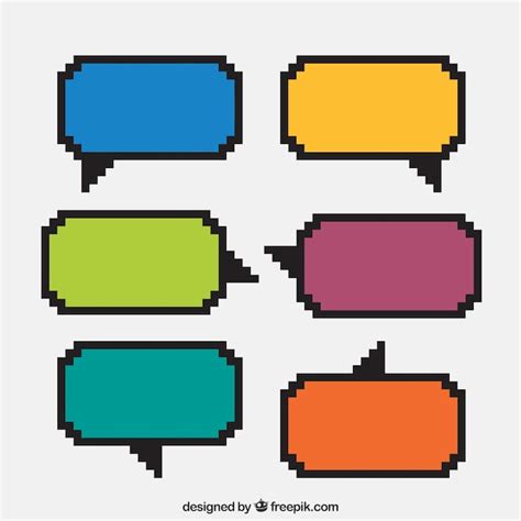 Several Colored Pixelated Speech Bubbles Free Vector