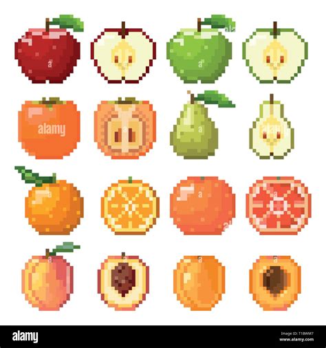 Collection of pixel fruits Stock Vector Image & Art - Alamy