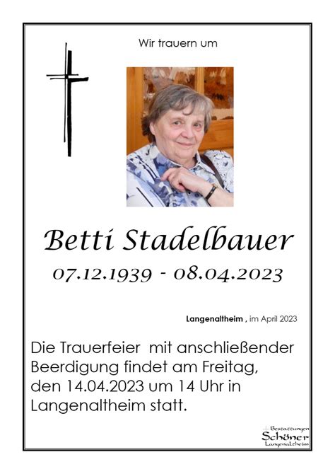 Betti Stadelbauer Langenaltheim Langenaltheim Heimatfriedhof