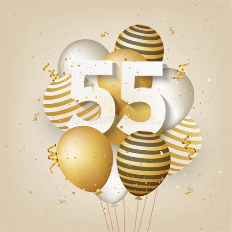 Happy 55th Birthday Balloons Greeting Card Background Stock Vector Illustration Of