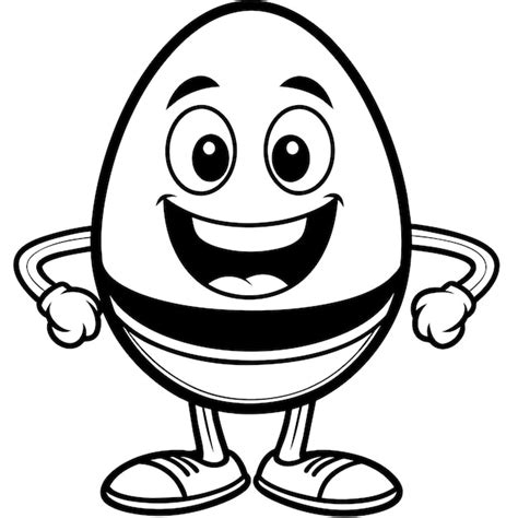 A black and white drawing of an egg with a smiling face | Premium AI ...