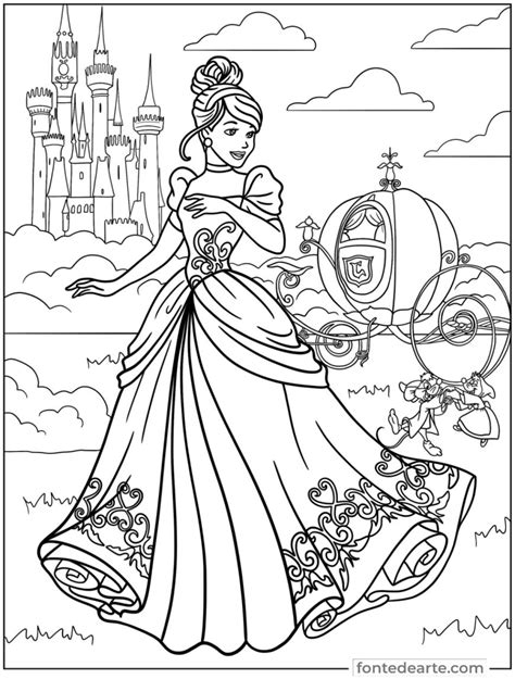 Cinderela Princesa Disney Para Colorir Imprimir PDF