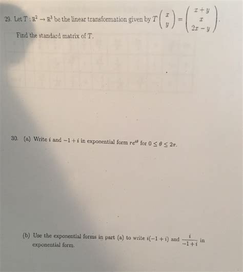 Solved Let T R 2 Rightarrow R 3 Be The Linear