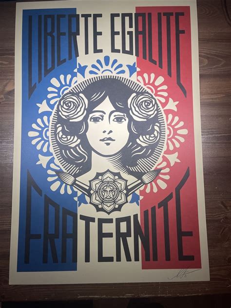 Signed Shepard Fairey Paris Liberte Egalite Fraternite Print Poster Obey Giant Ebay