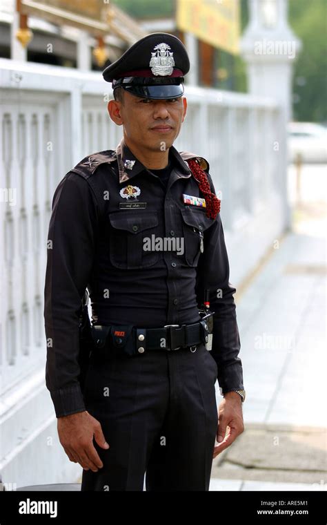 Thailand Bangkok Policeman On Duty Stock Photo Alamy