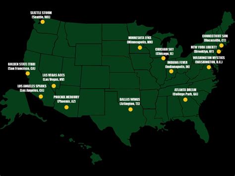 What States Are Wnba Teams In Wnba Teams Map 2024