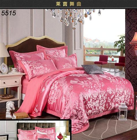 Lace Silk Bedding Set Western Silk Jacquard Embroidered Pcs Silk Bed