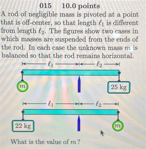 Solved Points A Rod Of Negligible Mass Is Pivoted Chegg