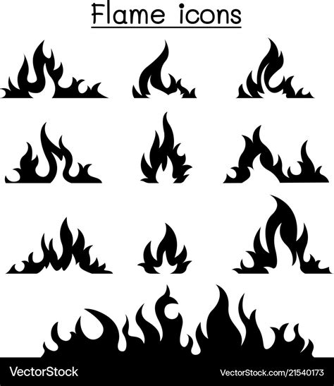 Fire Flames Icon Set Royalty Free Vector Image