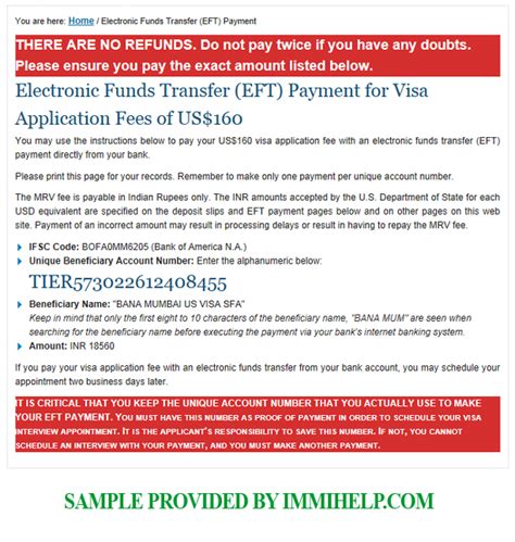 Sample Neft Payment Instructions For Usa Visa Fees In India Immihelp