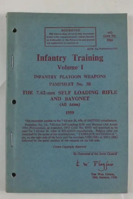 British Army Infantry Training Platoon Weapons Pamphlet 3b 762mm Slr