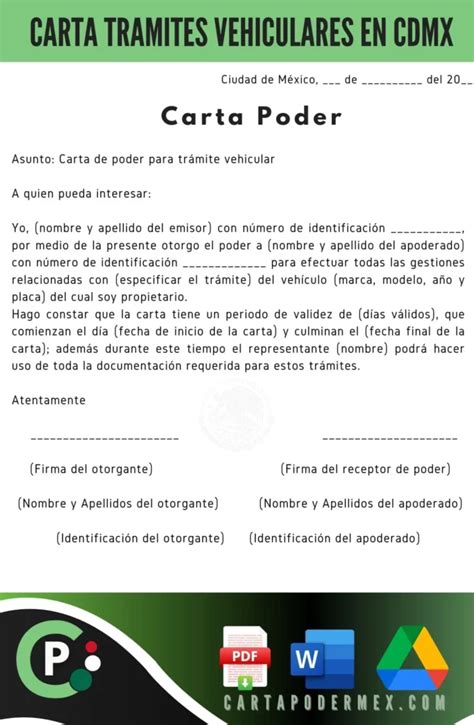 Carta Poder Para Trámite De Placas Nuevas Guia Vehicular🚗