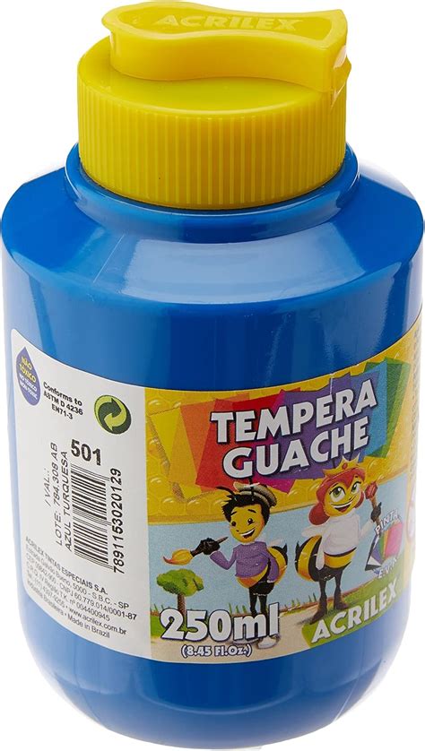 Tempera Guache 250 Ml Acrilex 020250501 Azul Turquesa Amazon Br