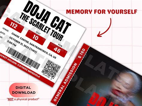 Doja Cat Ticket Editable Canva Template Printable The Scarlet Tour