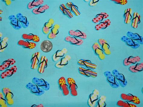 Beach Babe Flip Flops Fabric By The Yard By Thefabricfox On Etsy