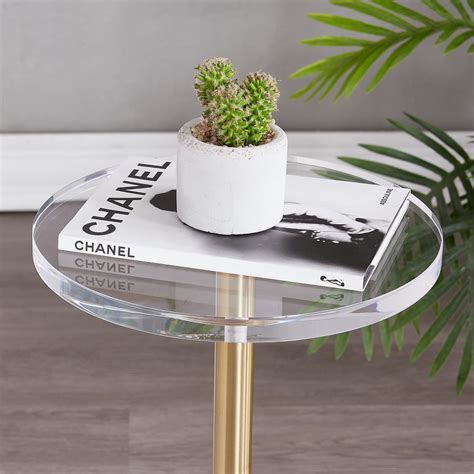 Likenow Furniture Acrylic Side Tableclear Small Round End Table For