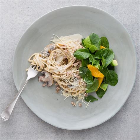 Chicken And Bacon Carbonara With Spinach Salad My Food Bag