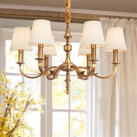 Brass Pendant Pendant Lamp Fabric Shades Ceiling Lights Rustic