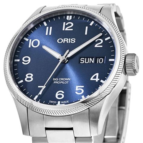 Oris Big Crown Propilot Day Date Blue Dial Steel Men S Watch