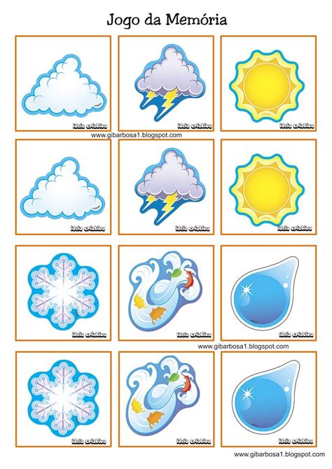 Jogo da Memória Como está o Tempo Ideia Criativa Gi Barbosa