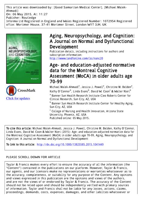 Moca Montreal Cognitive Assessment Pdf Saadwell