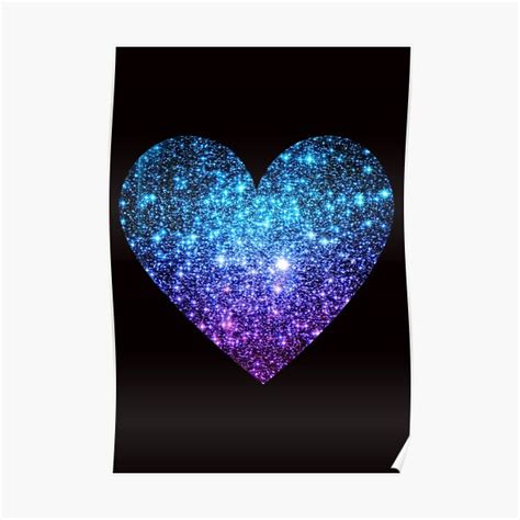 Teal And Purple Ombre Faux Glitter Heart Poster For Sale By Felicity K Redbubble