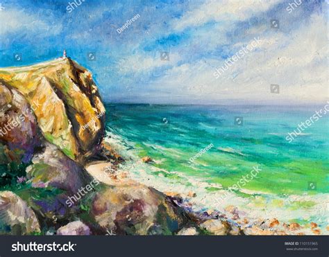 Sea Landscape Painting By Oil On Stock Illustration 110151965 ...